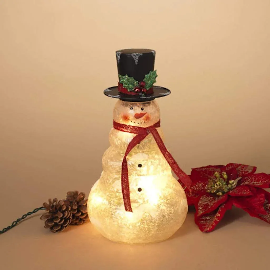 12" Electric Lighted Metal Snowman Figurine