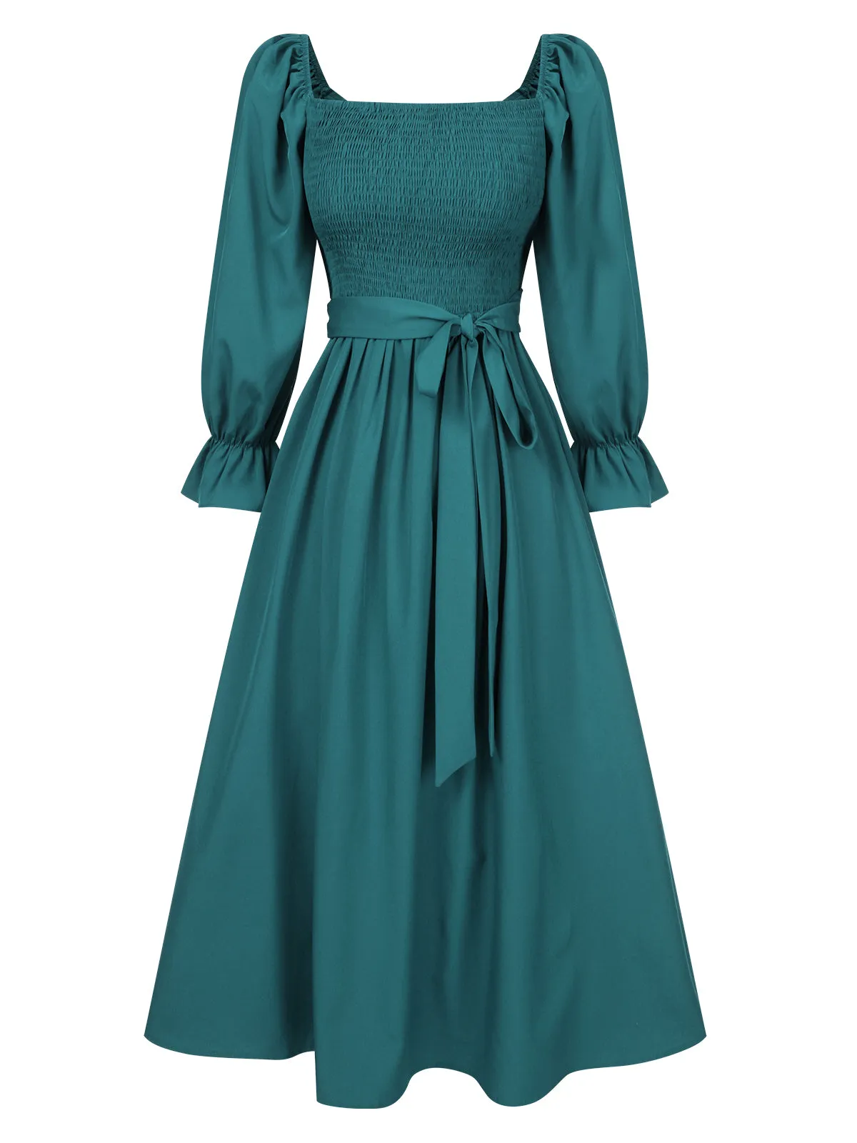 1940s Ruffle Wrap Reversible Puff Sleeve Dress