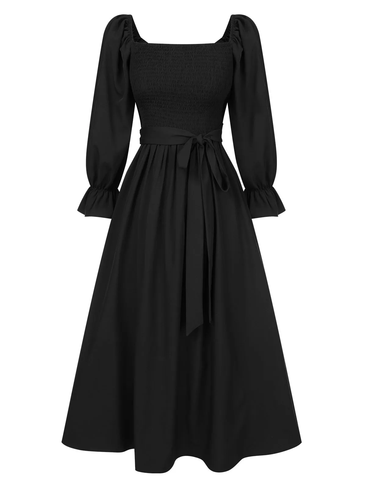 1940s Ruffle Wrap Reversible Puff Sleeve Dress