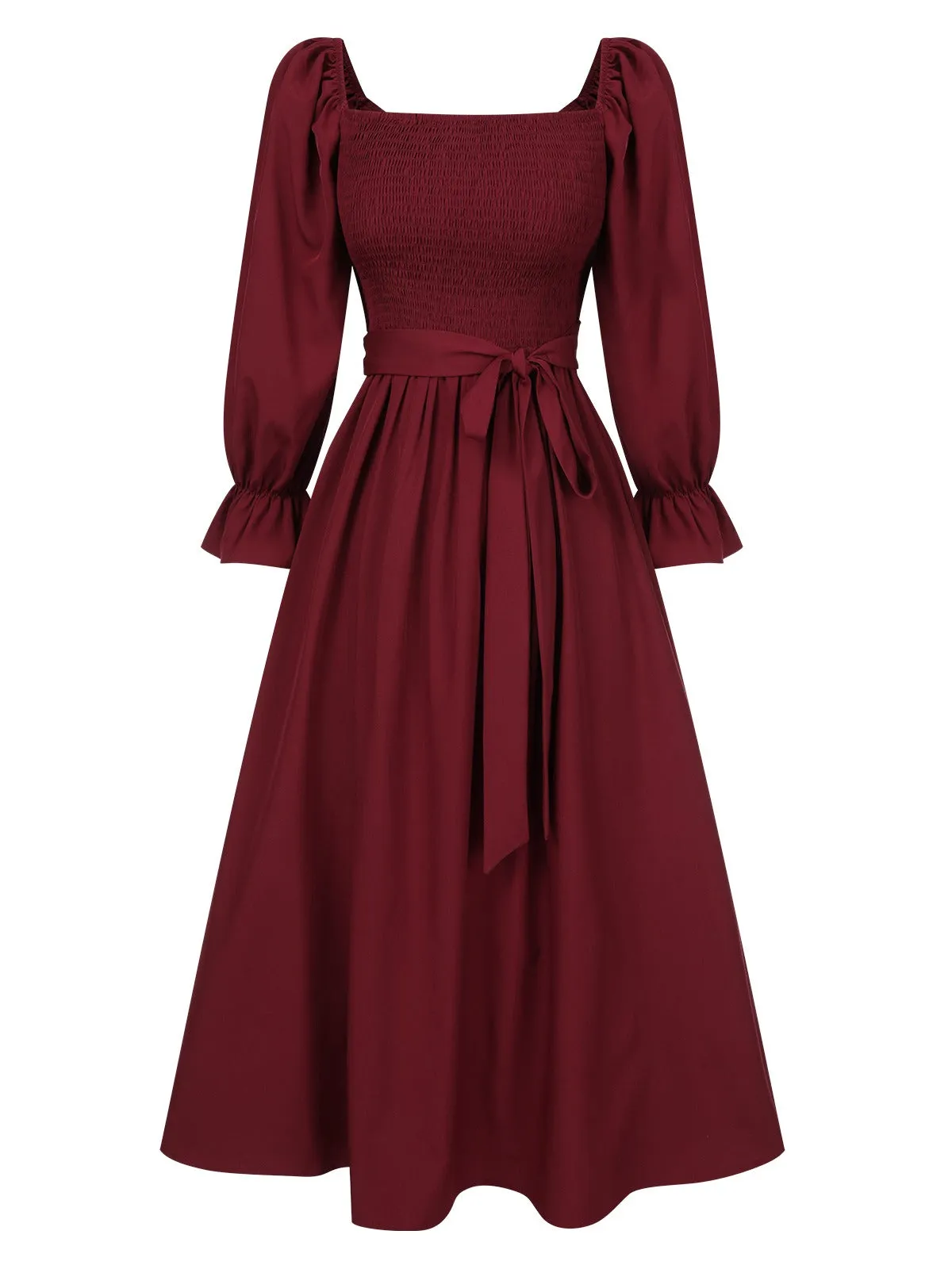 1940s Ruffle Wrap Reversible Puff Sleeve Dress