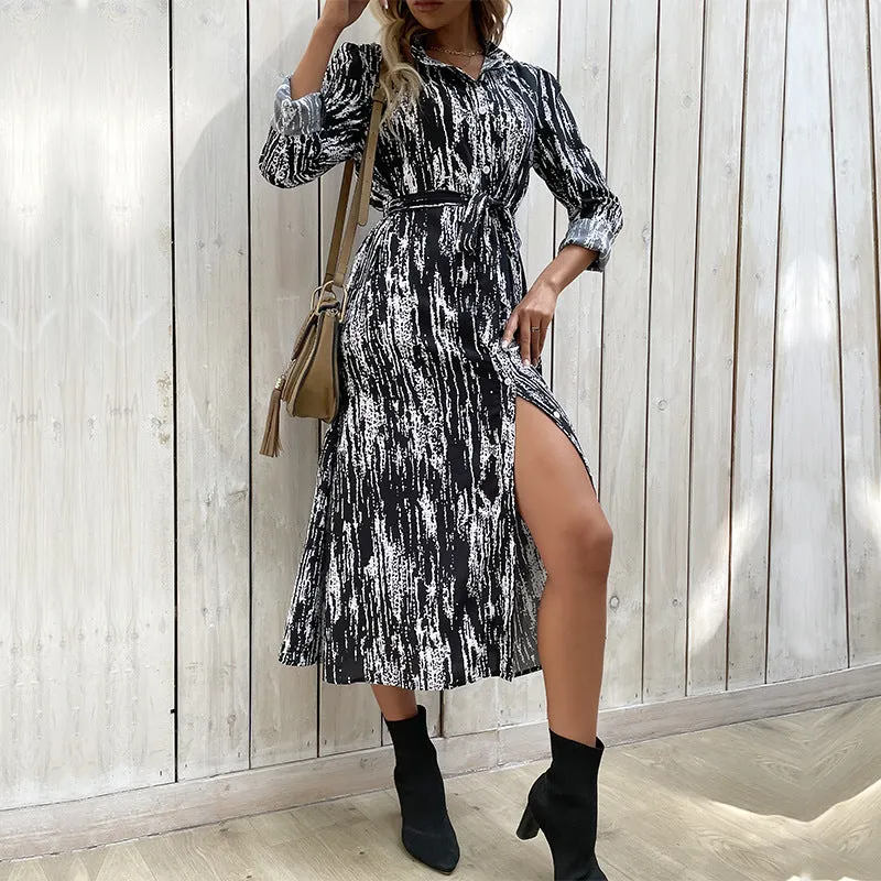 2023 Autumn/Winter New Long-Sleeve Tie-Dye Maxi Dress