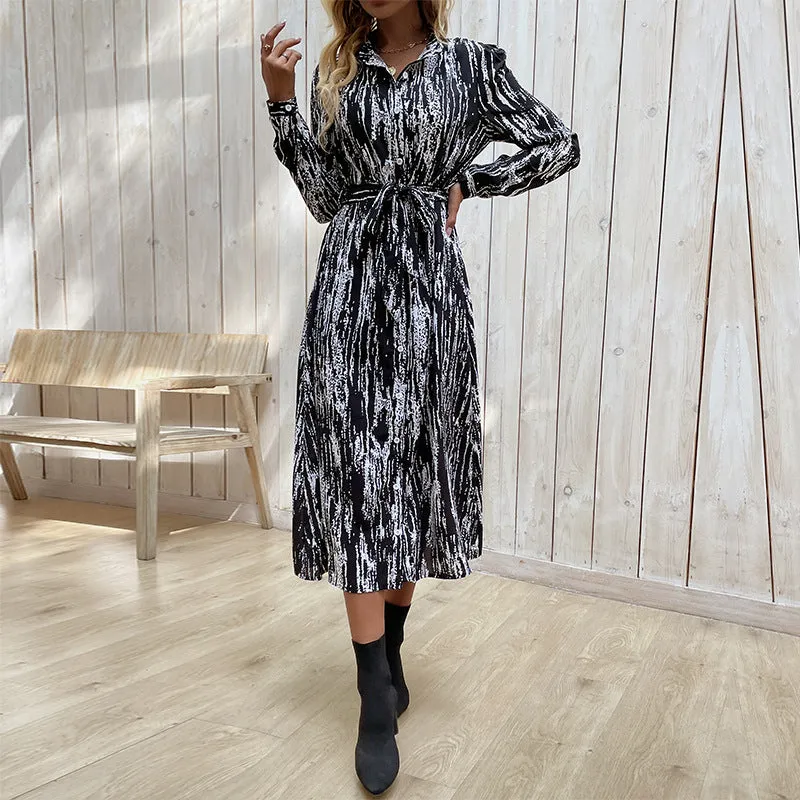 2023 Autumn/Winter New Long-Sleeve Tie-Dye Maxi Dress