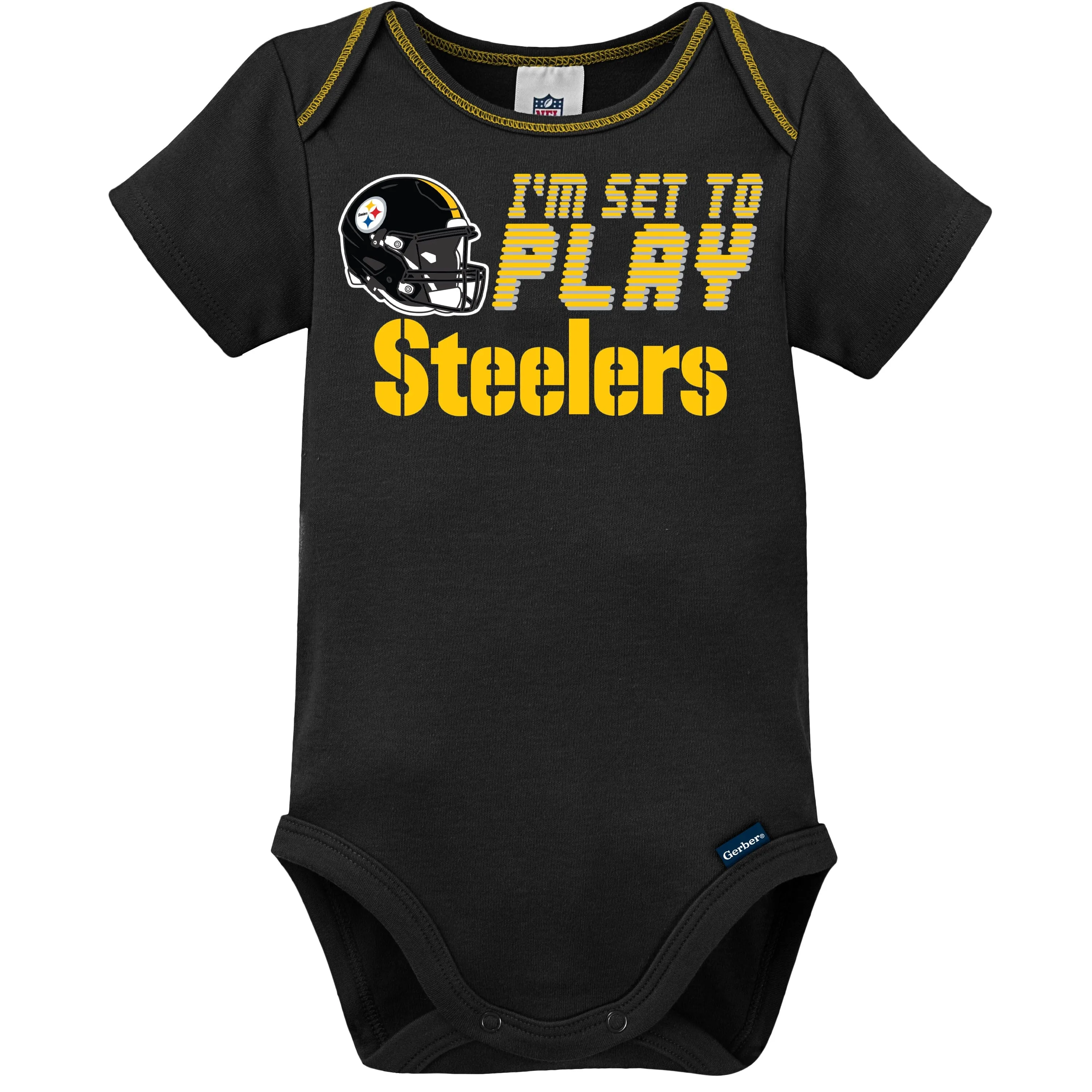 3-Pack Baby Boys Steelers Short Sleeve Bodysuits