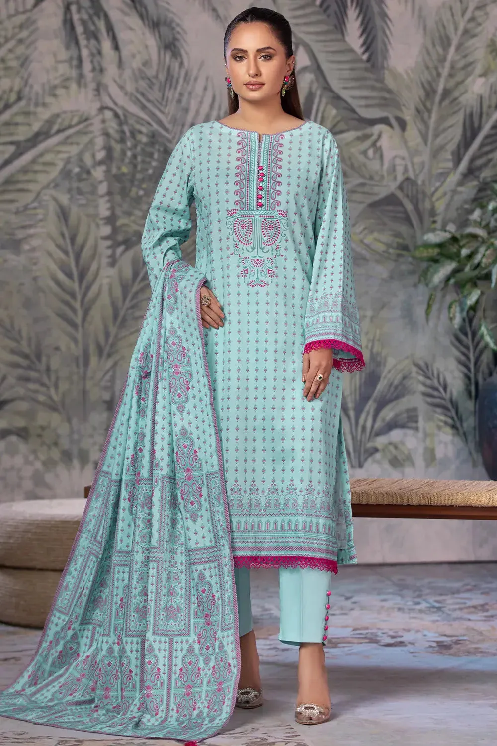 3PC Printed Unstitched Cambric Suit KCC-2849