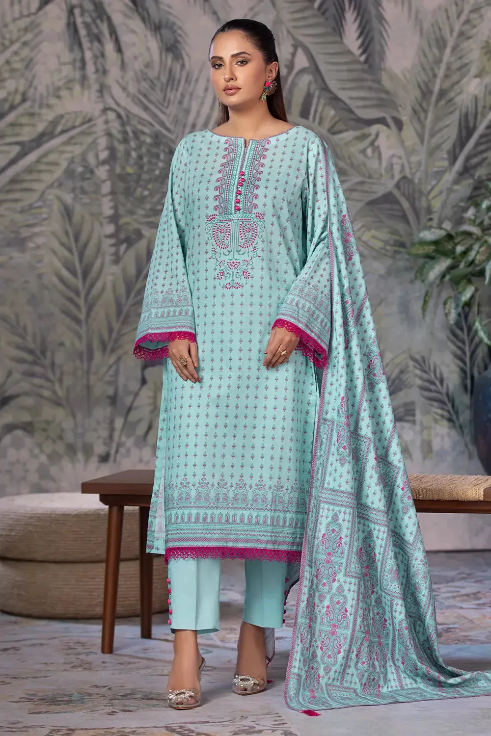 3PC Printed Unstitched Cambric Suit KCC-2849