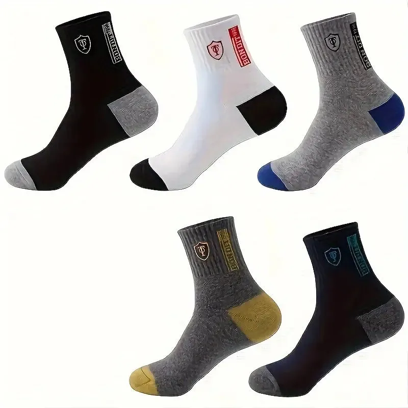 5-Pairs: Stylish Breathable Warm Crew Socks For Men