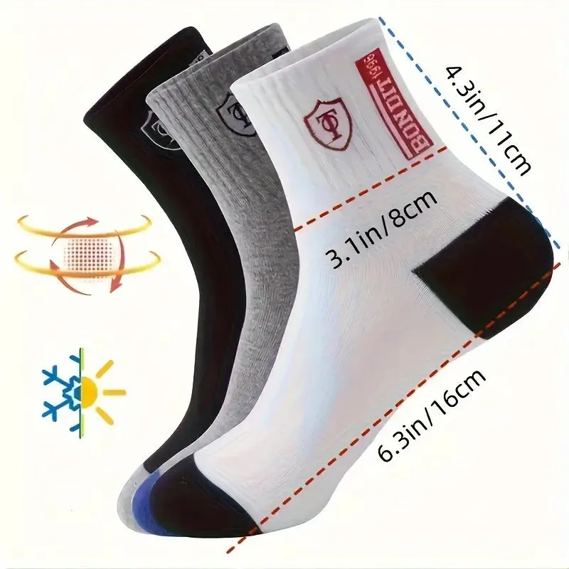 5-Pairs: Stylish Breathable Warm Crew Socks For Men