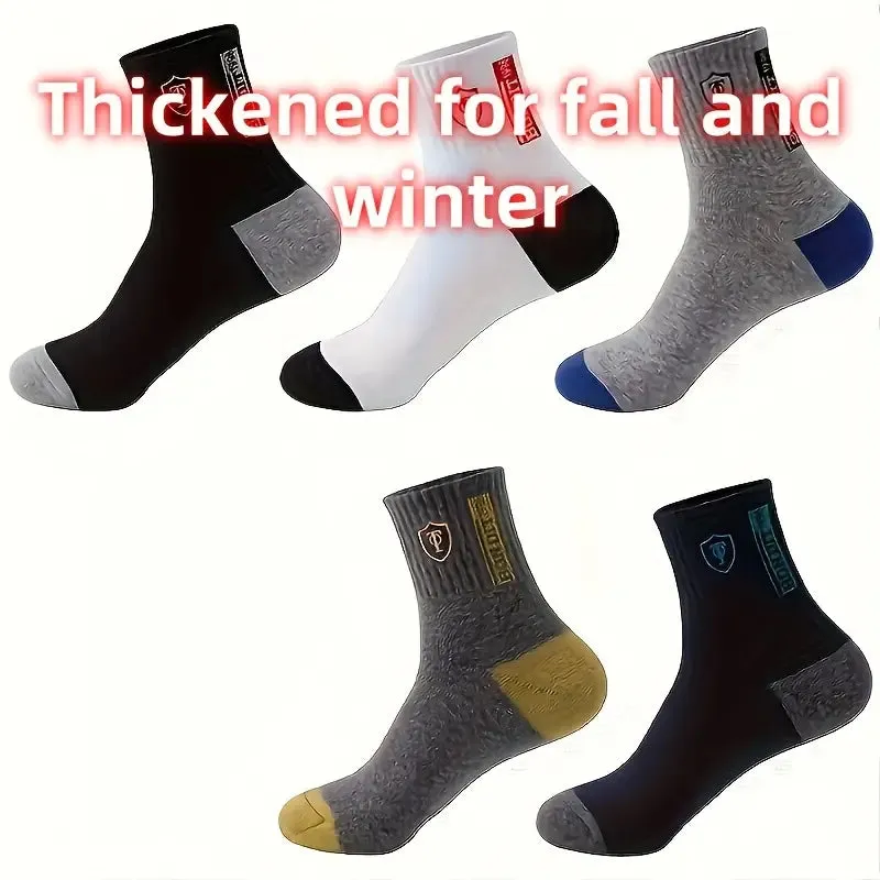 5-Pairs: Stylish Breathable Warm Crew Socks For Men