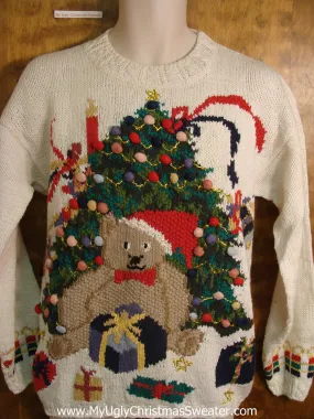 80s Teddy Bear and Tree Ugly Christmas Sweater