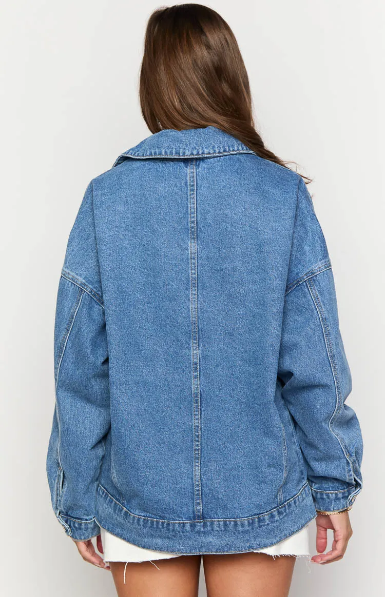 Abigail Mid Wash Denim Bomber Jacket