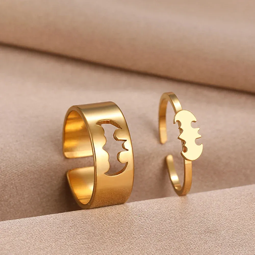 Adjustable Stainless Steel Gothic Hip Punk Fashion Couple Ring