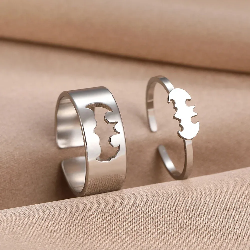 Adjustable Stainless Steel Gothic Hip Punk Fashion Couple Ring