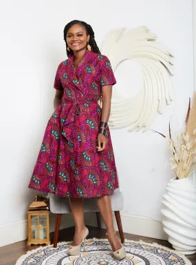 African Print Wrap Midi Dress - Uzoamaka