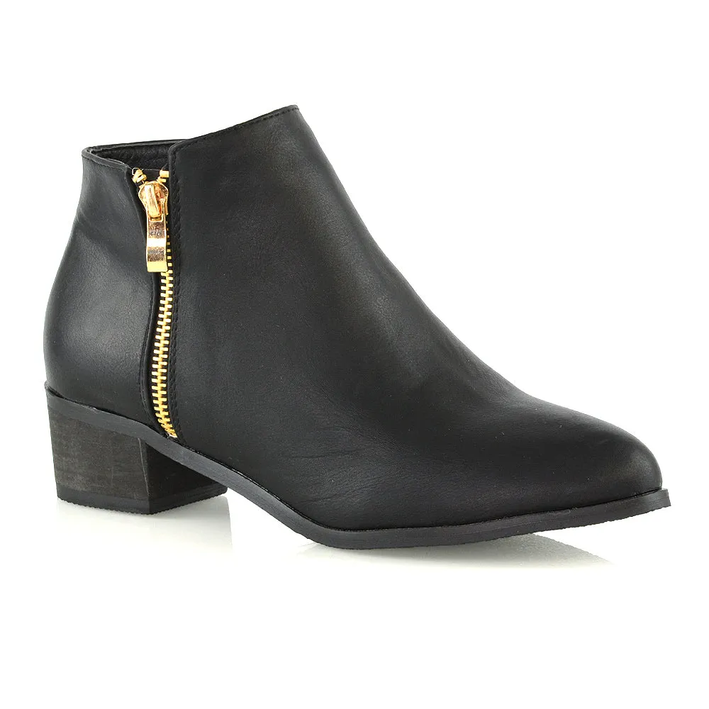 Alberto Zip Up Ankle Boots With Low Block Heel in Black Faux Suede