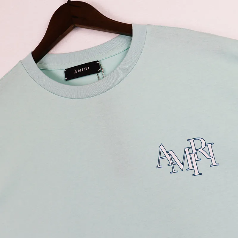 AMIRI Staggered Logo Tee Frosty Green