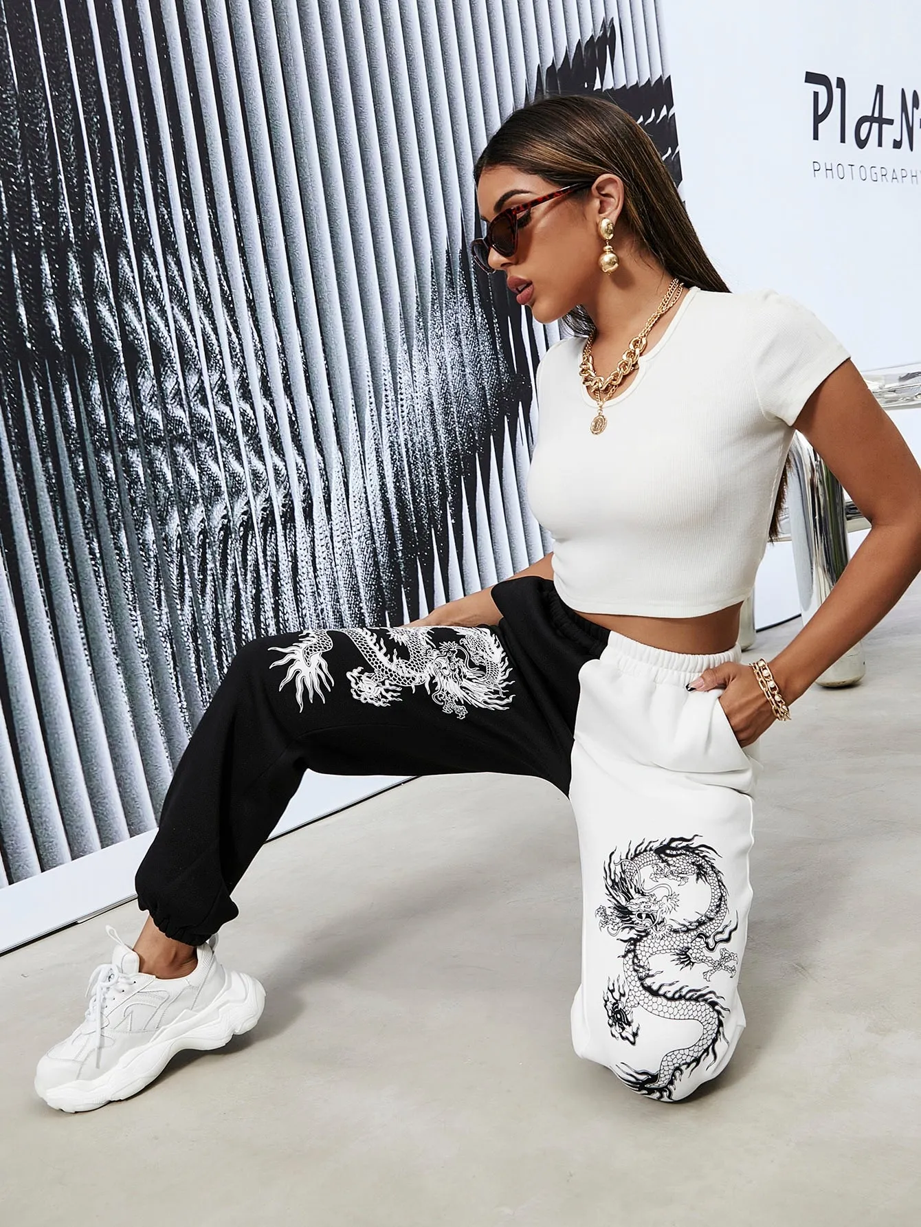 Animal Pocket High Waist Long Women Sweatpants