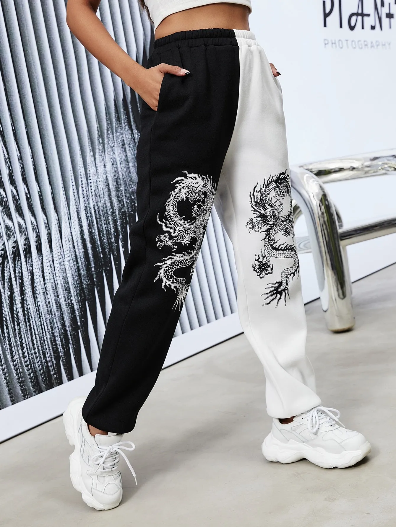 Animal Pocket High Waist Long Women Sweatpants