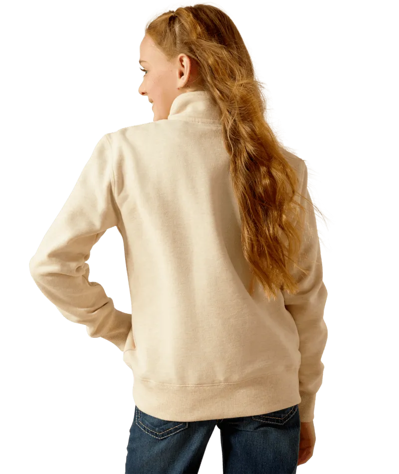 Ariat Girl's Oatmeal Pasture 1/4 Zip Sweatshirt