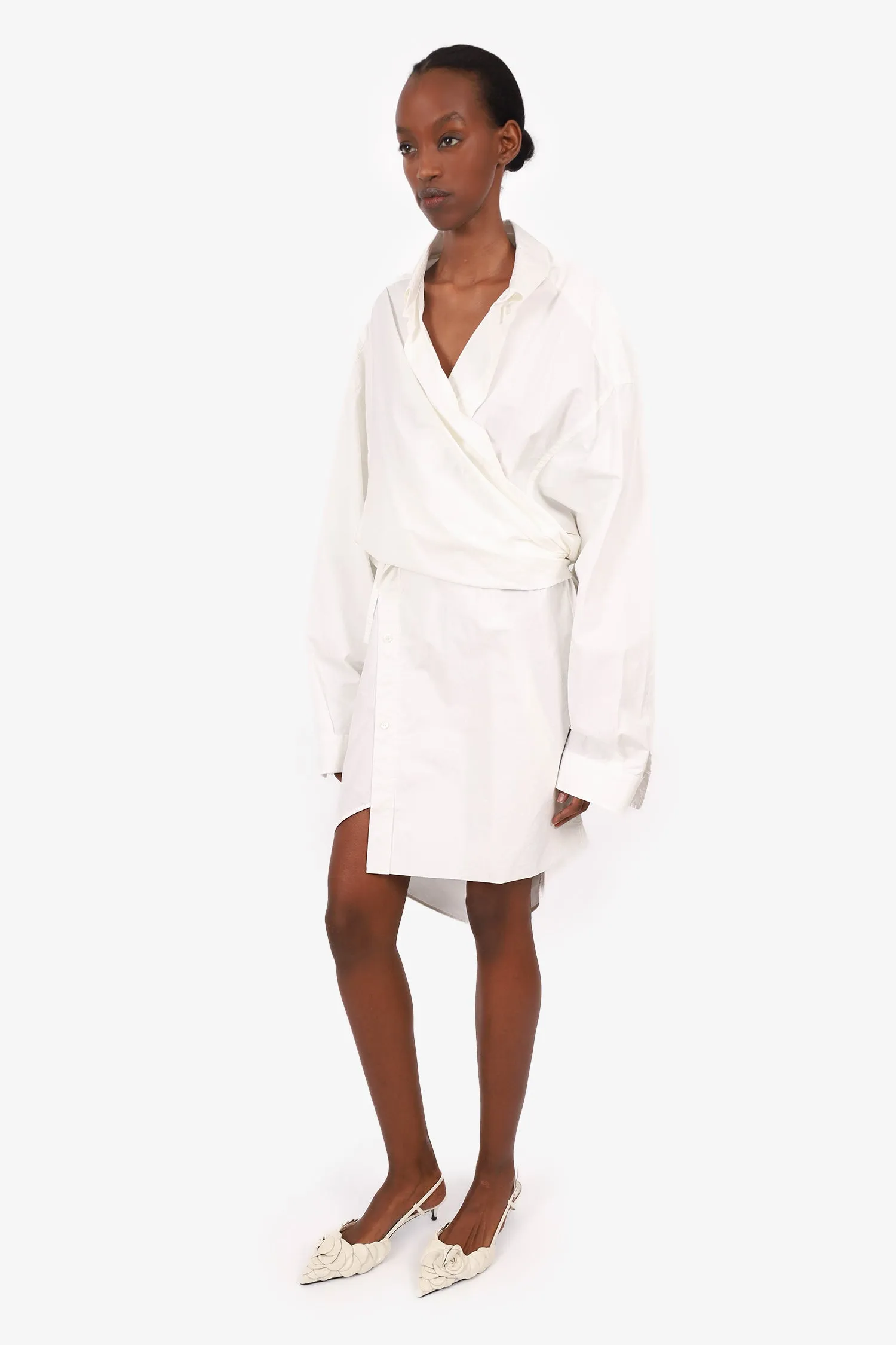 Balenciaga White Wrap Shirt Dress Size 38