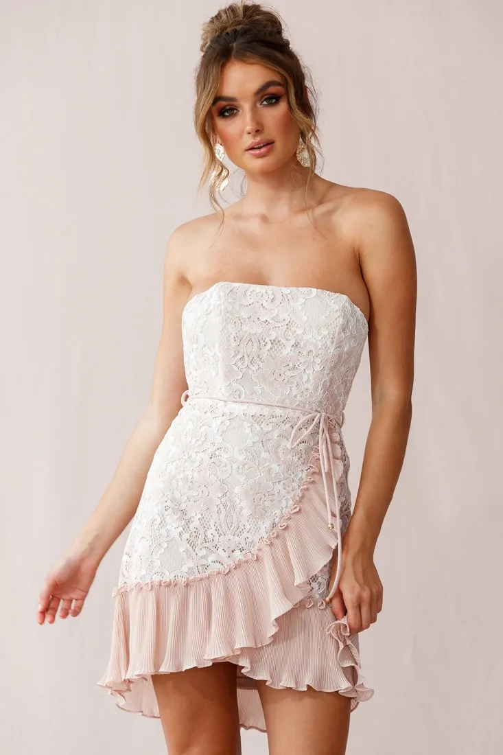 Banksia Lace Bandeau Wrap Dress Nude