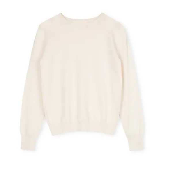 Beige Ivory Knit Crewneck W-12959