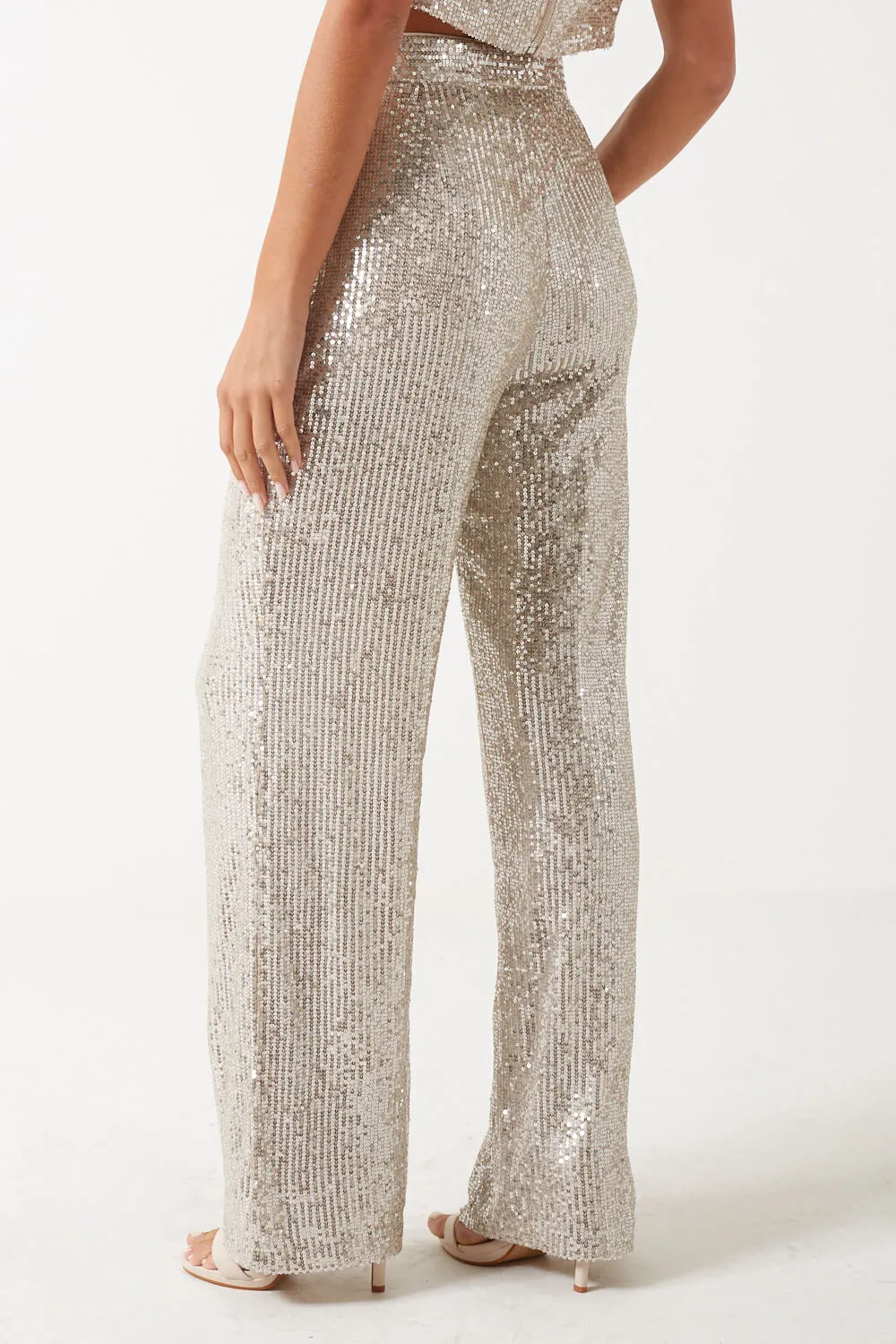 BELLE SEQUIN TROUSERS (CHAMPAGNE)