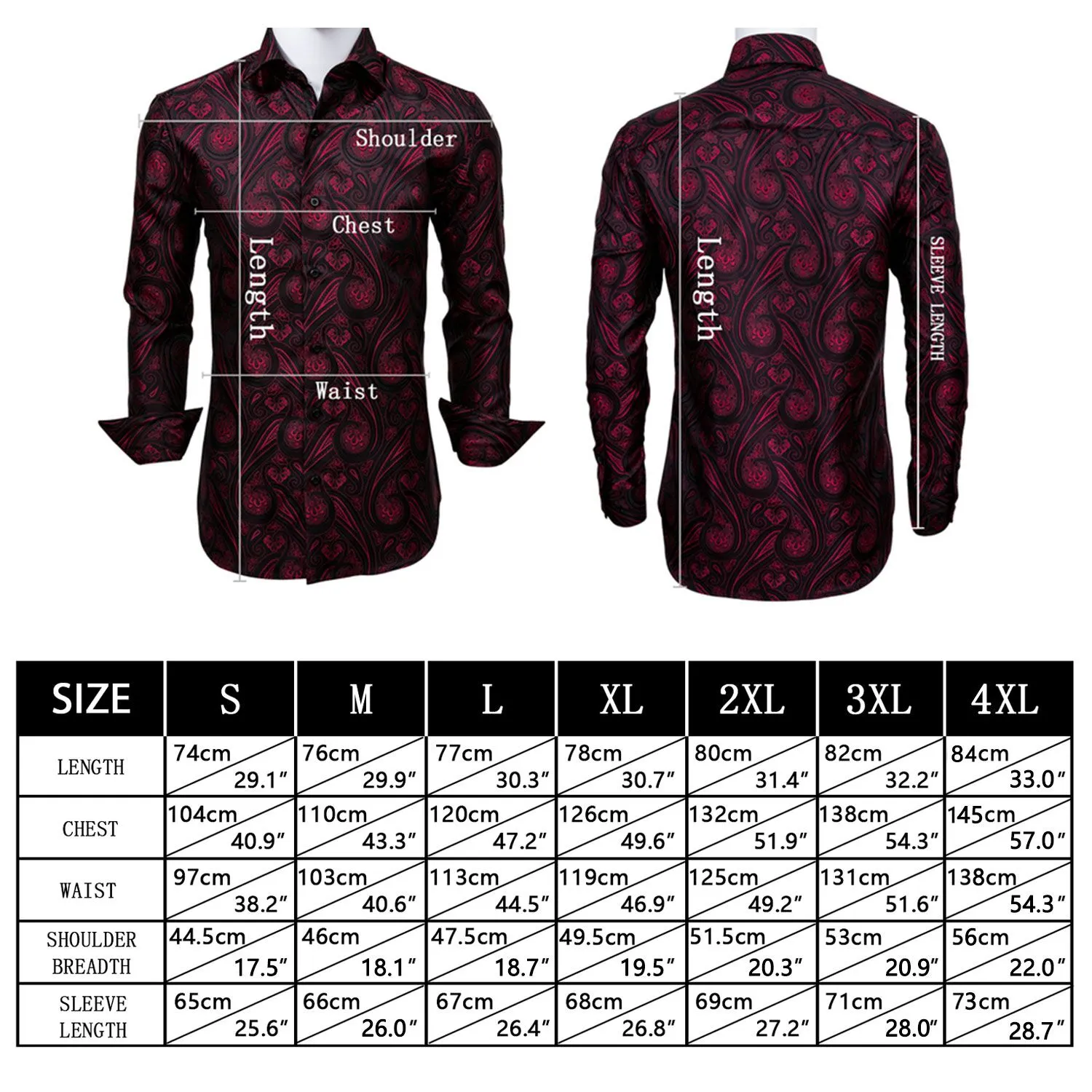 Black Floral Silk Men's Long Sleeve Shirt