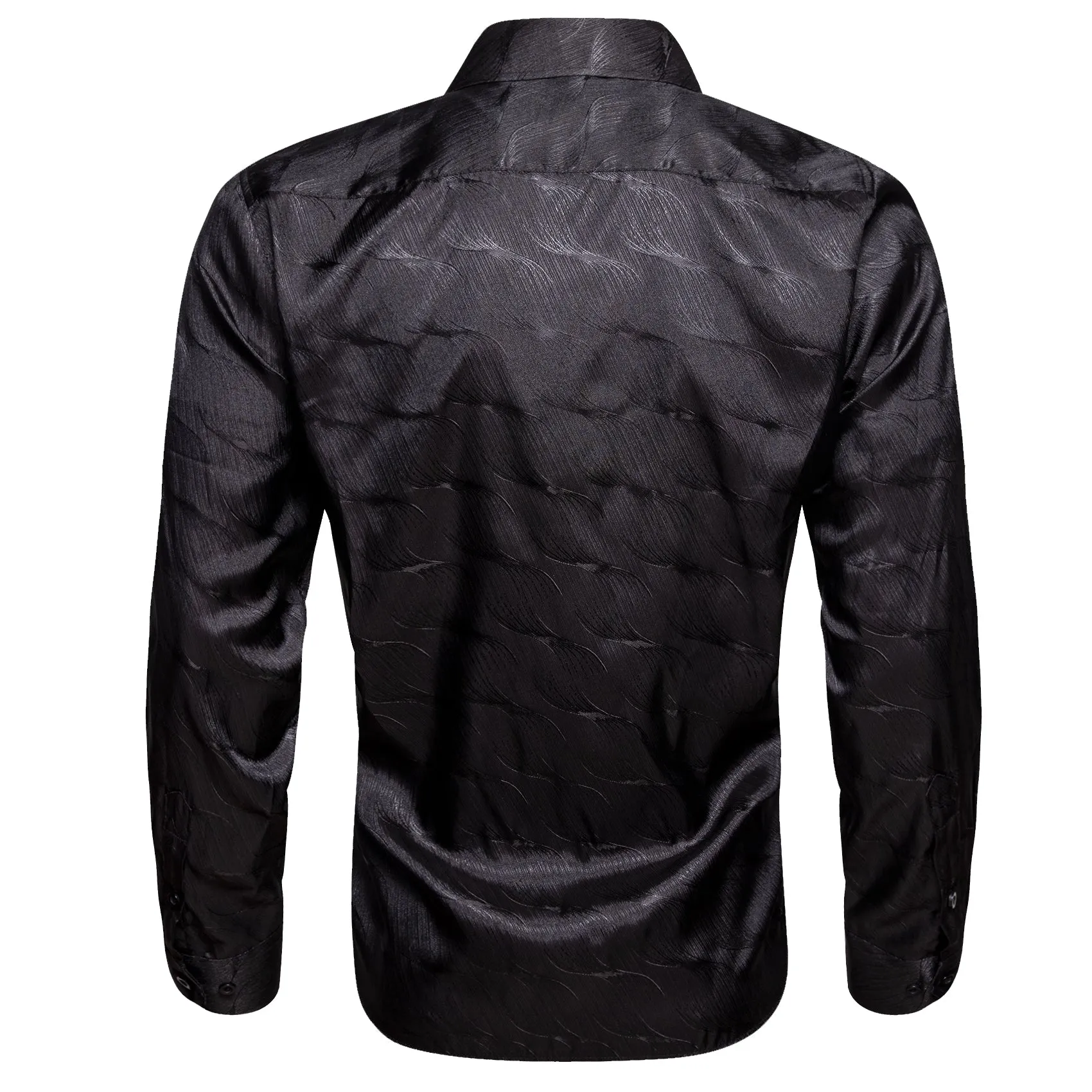 Black Novelty Silk Men's Long Sleeve Shirt