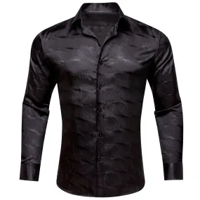 Black Novelty Silk Men's Long Sleeve Shirt