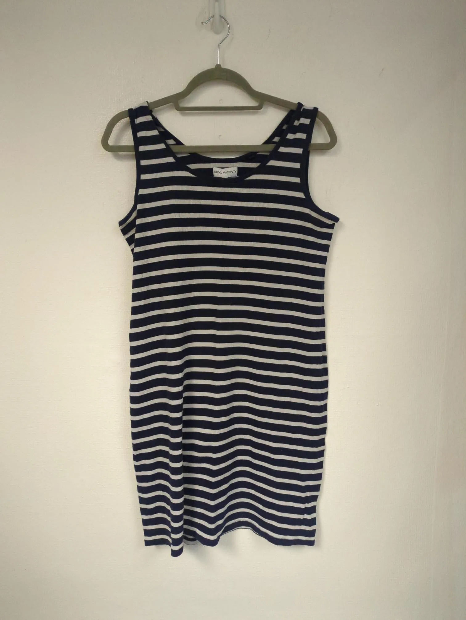 Blue & white stripes bodycon maternity dress, Next, Size 18 (Elastane, Cotton)