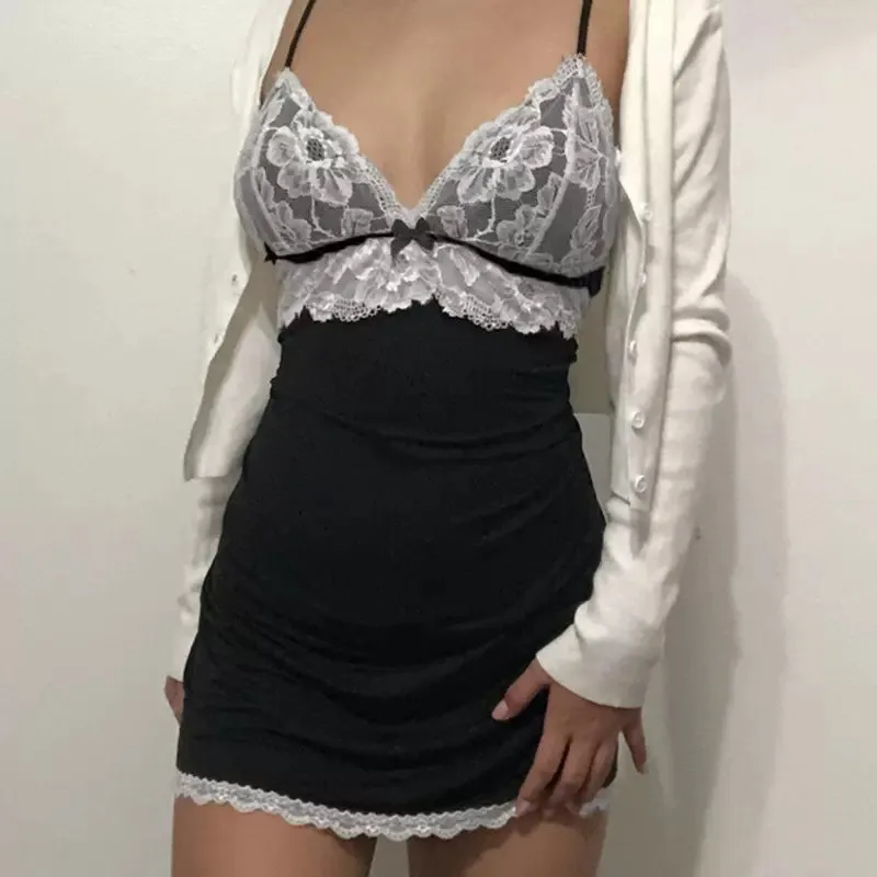 Bonnyshow Adison Mini Dress with Lace Detail