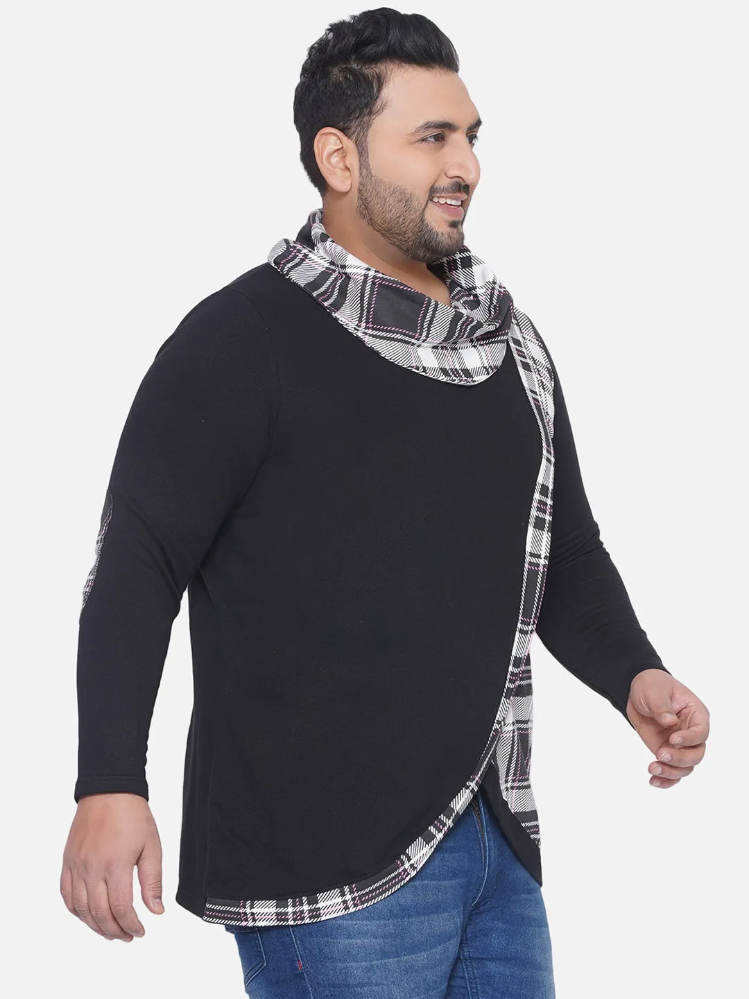 bpc- Plus Size Men's Regular Fit Cotton Black Casual Sweatshirt