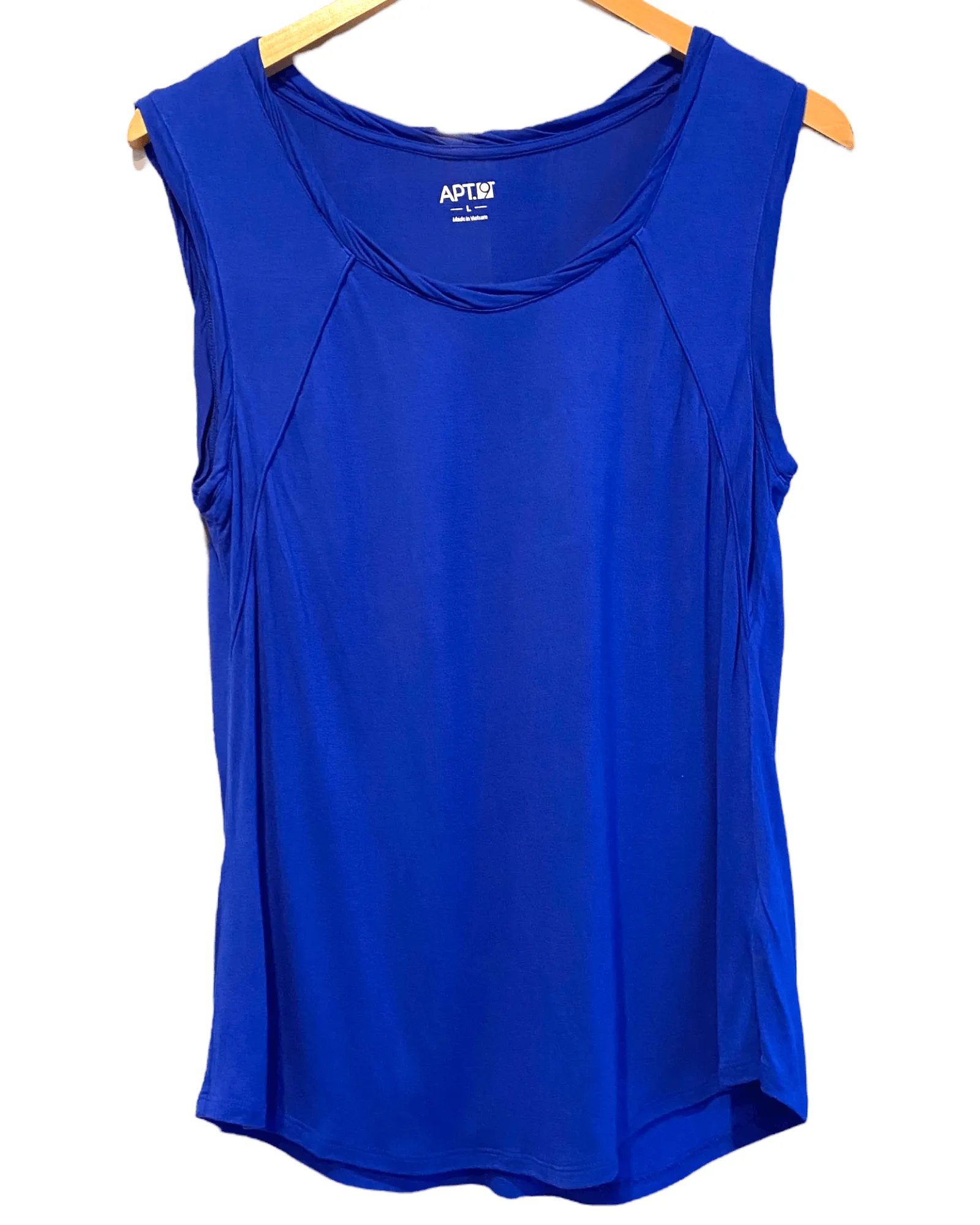 Bright Winter Cobalt Twist Neck Sleeveless Tee