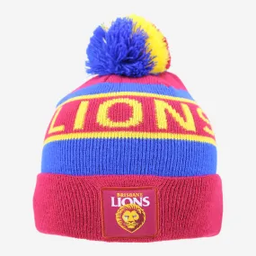 Brisbane Lions Youth Kids Pom Pom Beanie