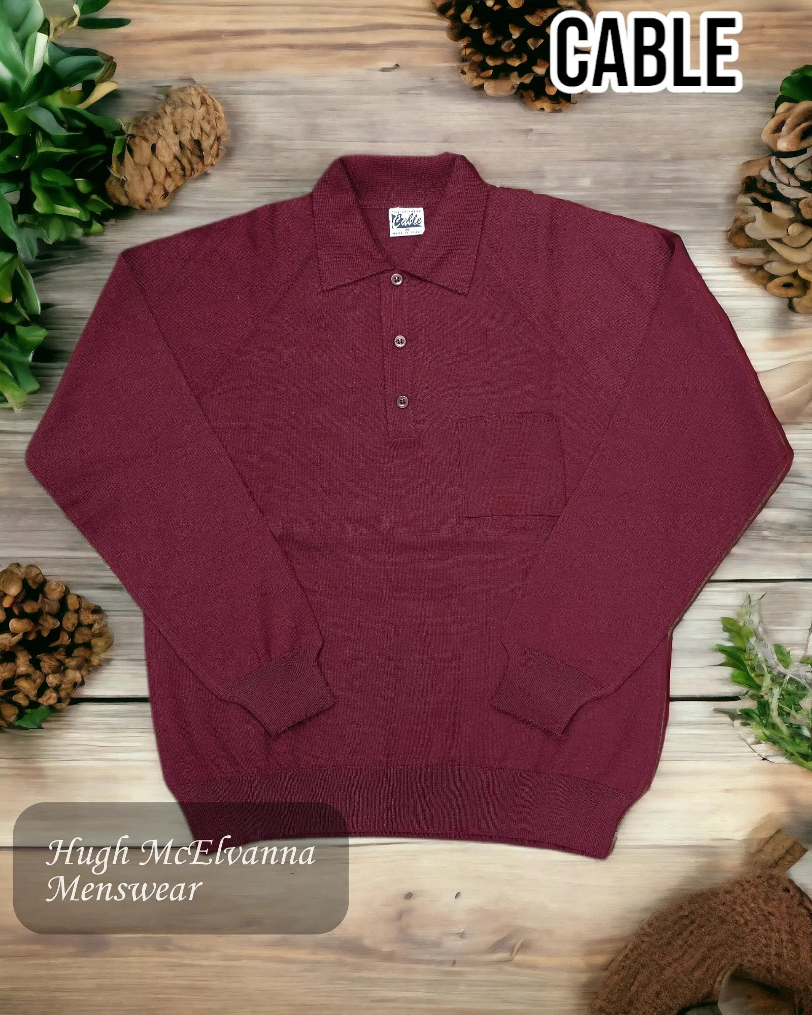 Cable WINE Polo Pullover