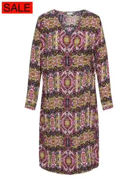 CARHAYLIE LIFE L/S WRAP DRESS AOP CUR