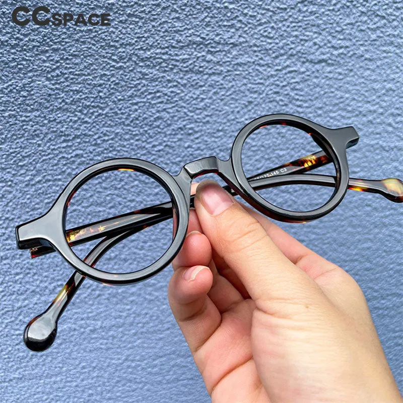 CCspace Unisex Full Rim Round Acetate Punk Frame Eyeglasses 53678