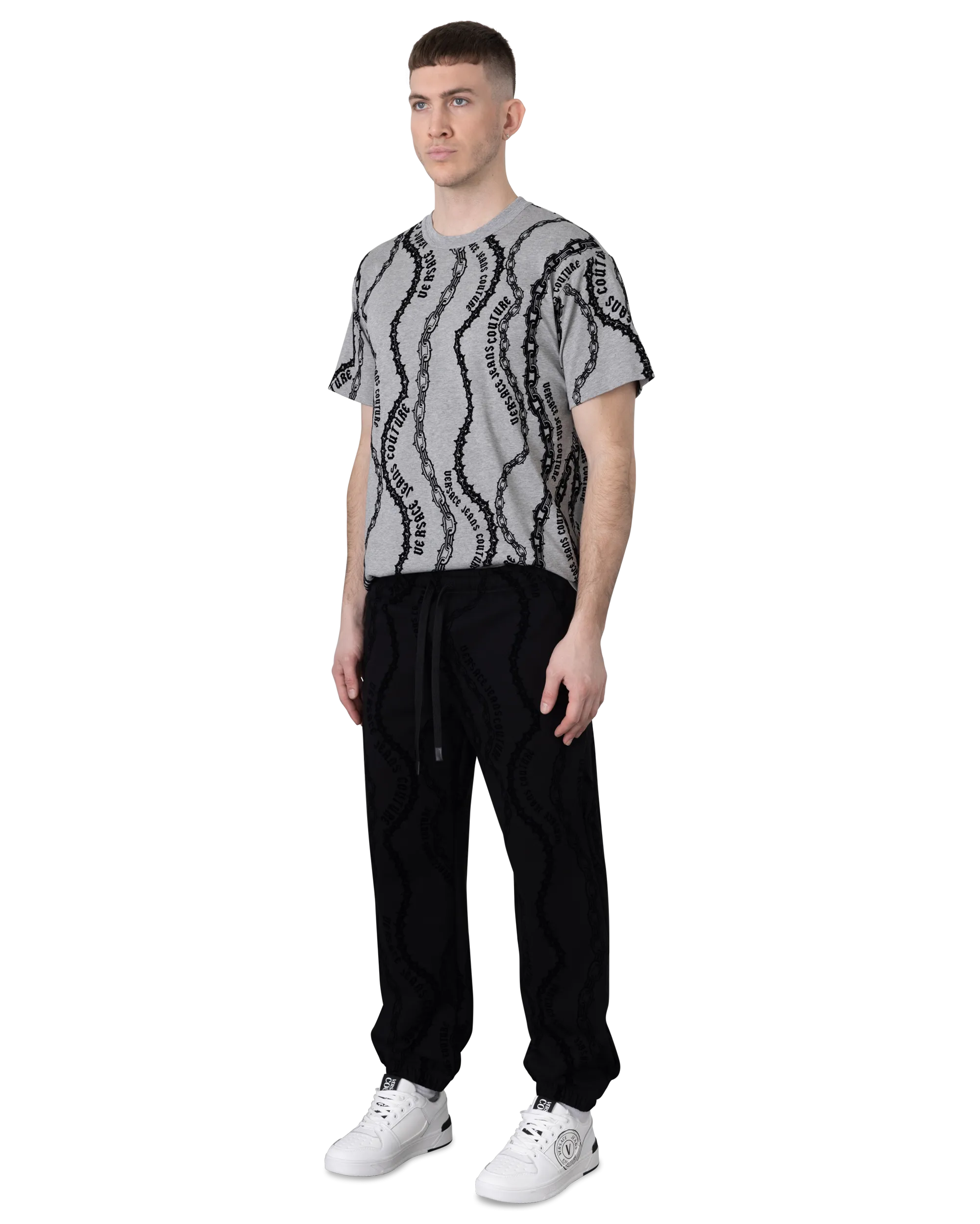 Chain Print Logo Drawstring Sweatpants