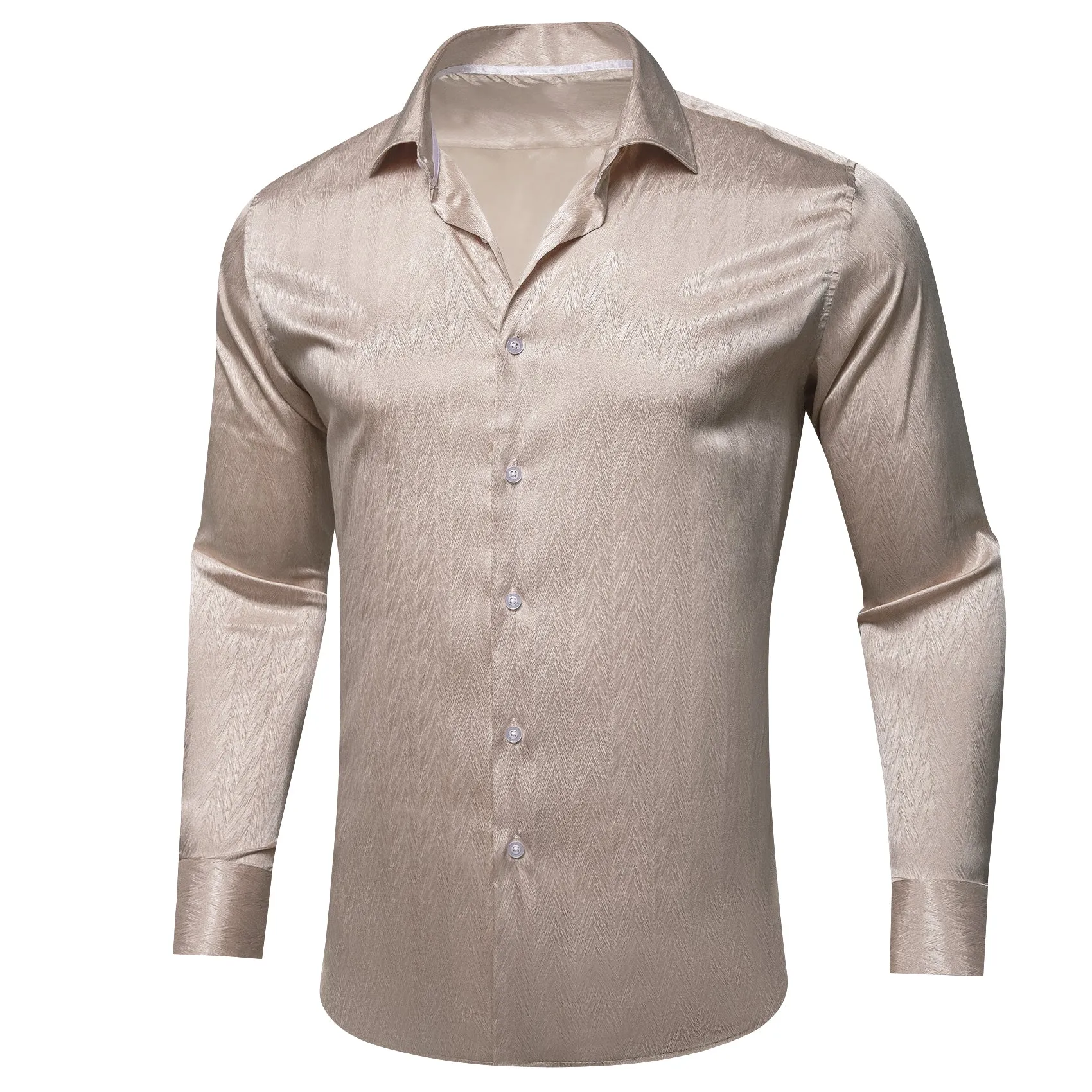 Champagne Novelty Silk Men's Long Sleeve Shirt