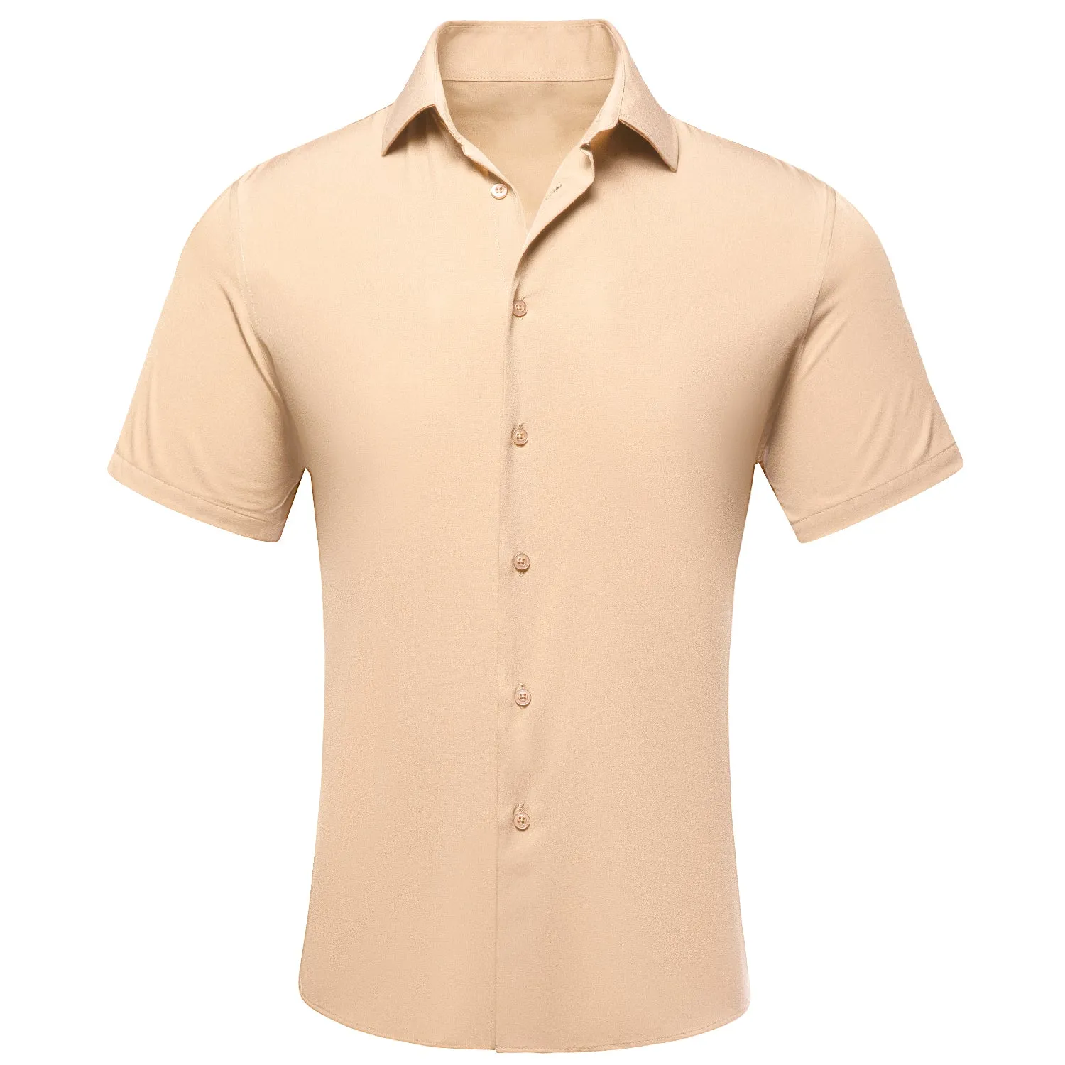 Champagne Solid Men's Short Sleeve Shirt