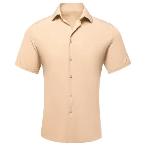 Champagne Solid Men's Short Sleeve Shirt