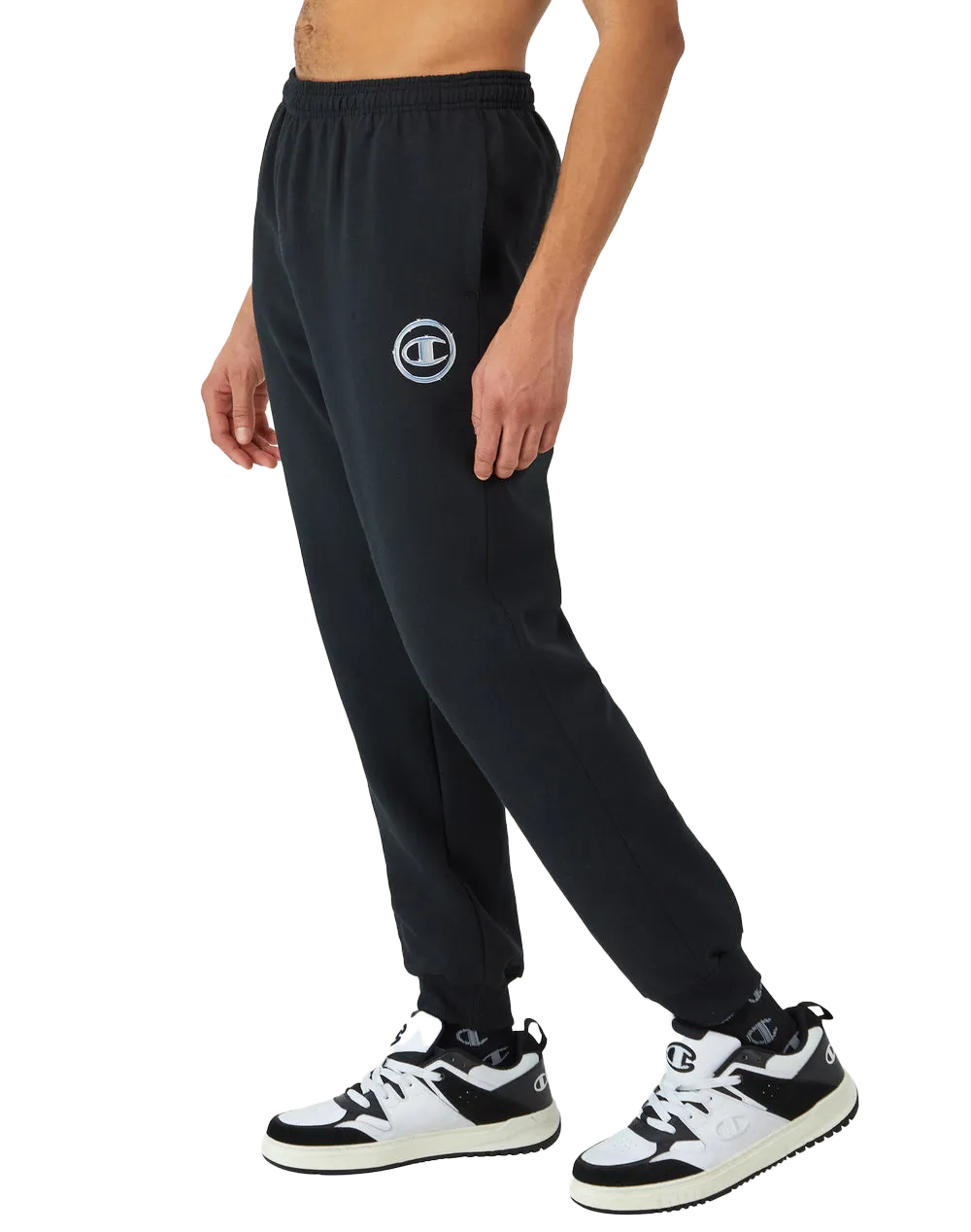 Champion Men's Powerblend Graphic Joggers, Chrome C, 31"