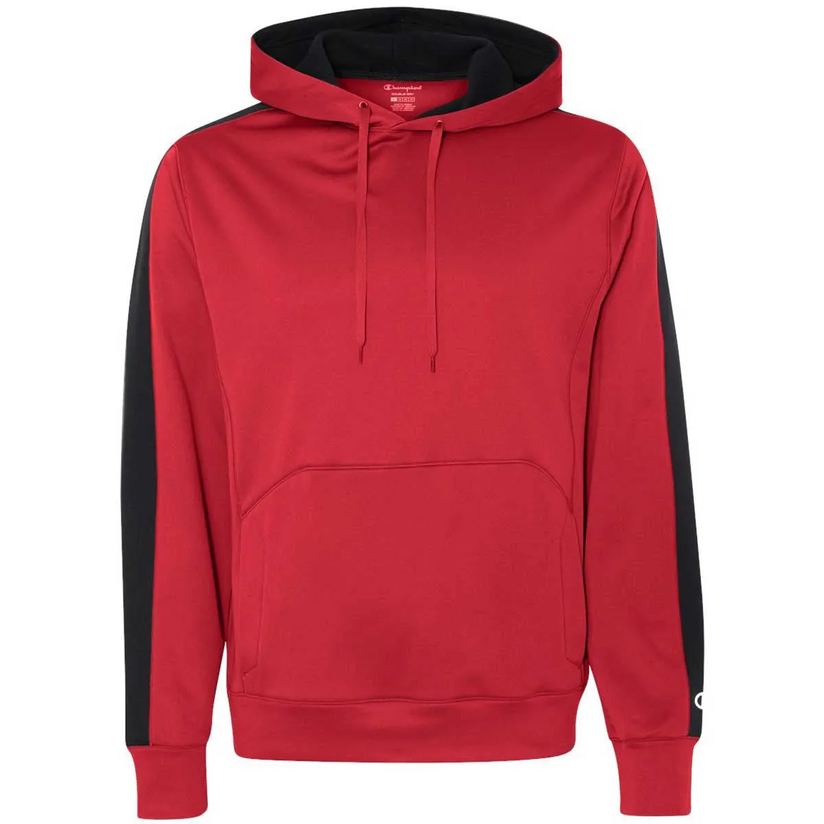 Champion Men's Scarlet/Black Performance 5.4-Ounce Colorblock Pullover Hood