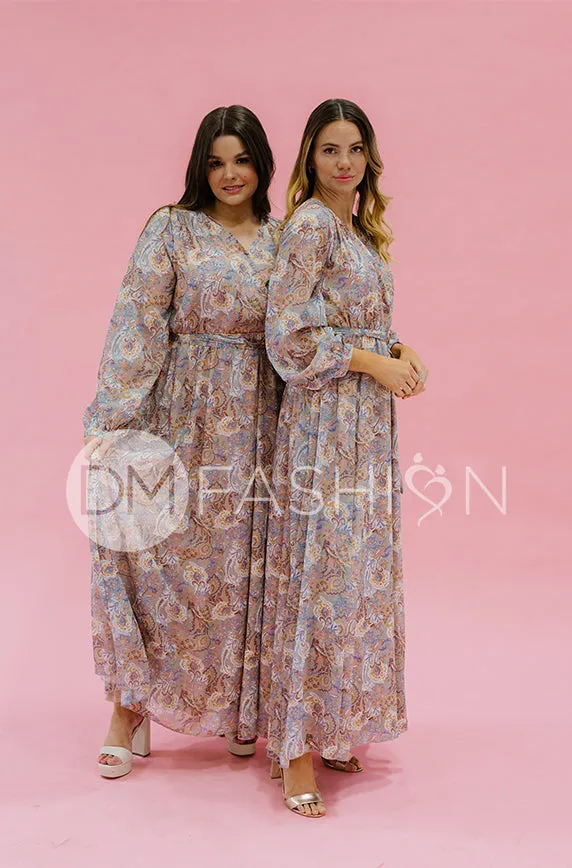 Chanel Gray Décor Floral Maxi - DM Exclusive - Nursing Friendly - Maternity Friendly - FINAL SALE