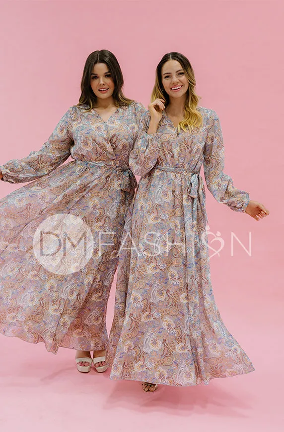 Chanel Gray Décor Floral Maxi - DM Exclusive - Nursing Friendly - Maternity Friendly - FINAL SALE