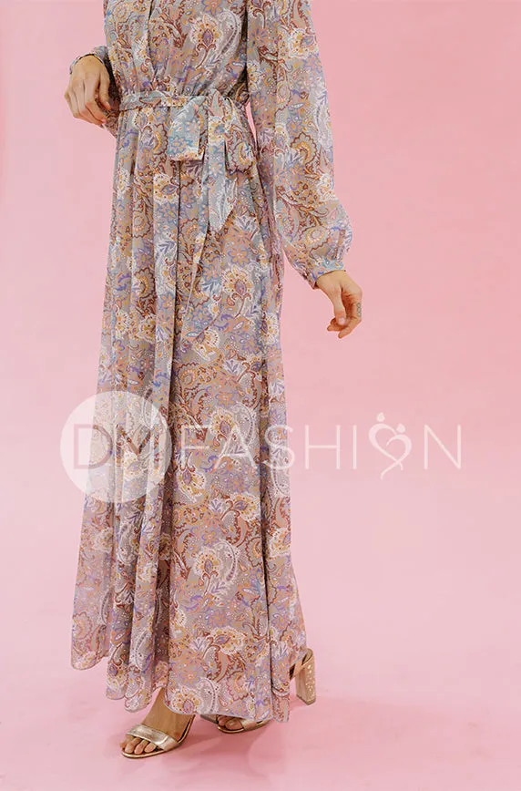 Chanel Gray Décor Floral Maxi - DM Exclusive - Nursing Friendly - Maternity Friendly - FINAL SALE