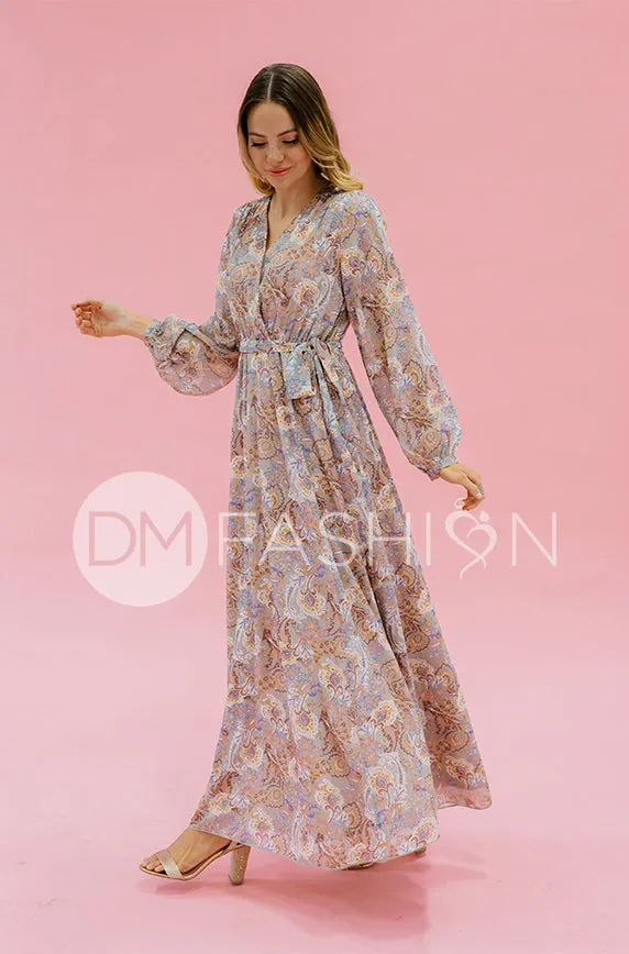 Chanel Gray Décor Floral Maxi - DM Exclusive - Nursing Friendly - Maternity Friendly - FINAL SALE