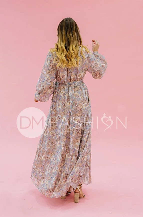 Chanel Gray Décor Floral Maxi - DM Exclusive - Nursing Friendly - Maternity Friendly - FINAL SALE