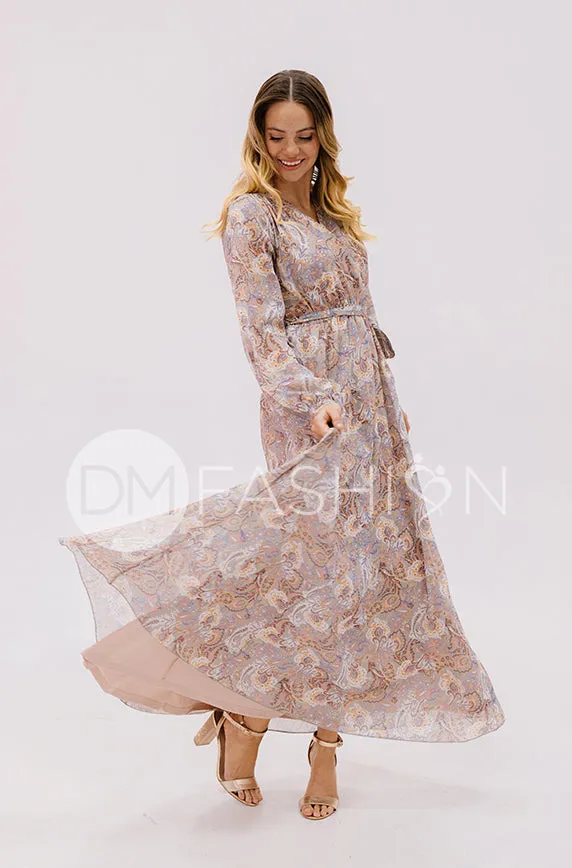 Chanel Gray Décor Floral Maxi - DM Exclusive - Nursing Friendly - Maternity Friendly - FINAL SALE