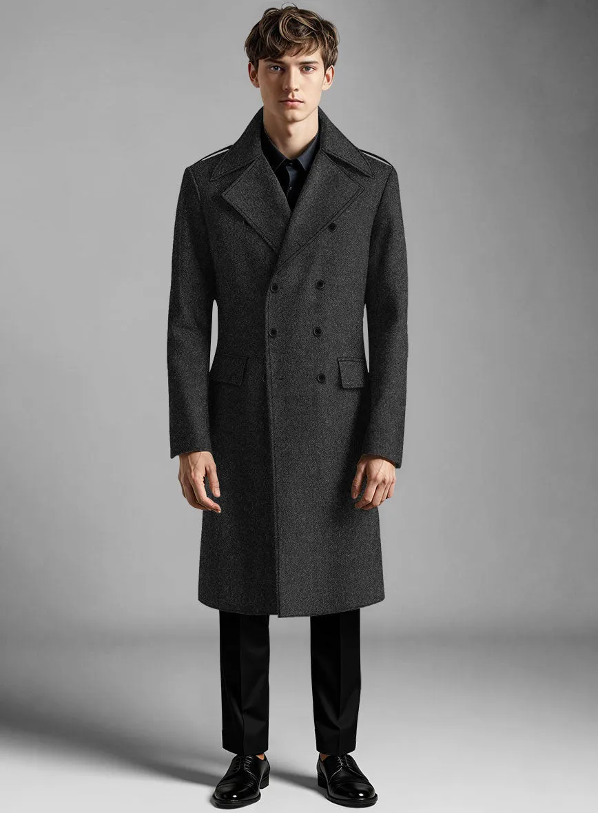 Charcoal Herringbone Tweed GQ Overcoat